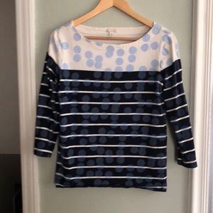 Gap boat neck polka dot top 3/4 sleeve